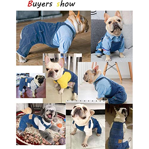 MLYX Camisas para perros, ropa de mezclilla, ropa para perros de moda, chaqueta de mezclilla para cachorros, trajes de mono con honda, ropa cómoda de pantalones azules (M)