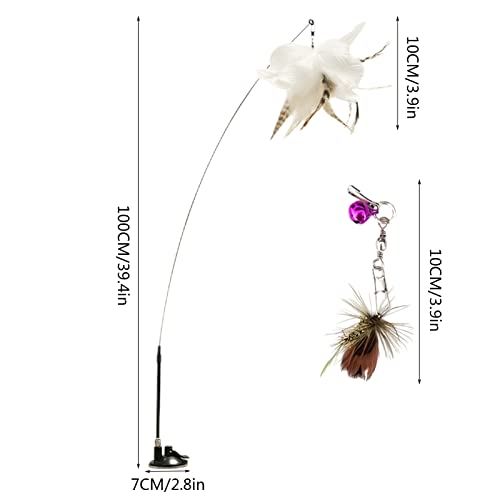 MNJR Varita mágica para gatos, juguete interactivo, plumas de ángel, ventosa, juguete para gatos con pluma, varita sin campana, juguete para gatos