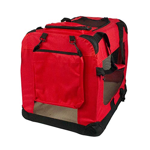 Mobiclinic, Balú, Transportín para Mascotas, Transportín para Perros, Gatos, Conejos, cobayas, Transportín Portátil y Transpirable, Talla S, Soporta 8 kg, 50x34x36 cm, Plegable, Rojo