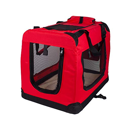 Mobiclinic, Balú, Transportín para Mascotas, Transportín para Perros, Gatos, Conejos, cobayas, Transportín Portátil y Transpirable, Talla S, Soporta 8 kg, 50x34x36 cm, Plegable, Rojo