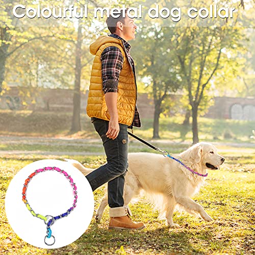 Molain Collar de Perro arcoíris, Collares de Cachorro Ajustables, Collar de Gato de Acero Inoxidable, Collares de Perro para Perros pequeños y medianos