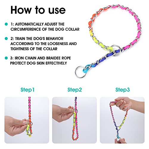 Molain Collar de Perro arcoíris, Collares de Cachorro Ajustables, Collar de Gato de Acero Inoxidable, Collares de Perro para Perros pequeños y medianos