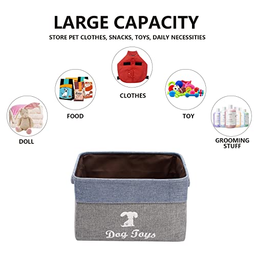 Morezi Caja de Juguetes para Mascotas, Material de Lona, ​​con asa, fácil de Transportar. Adecuado para almacenar Juguetes para Mascotas, Suministros y Accesorios para Mascotas-Perro-Azul Gris