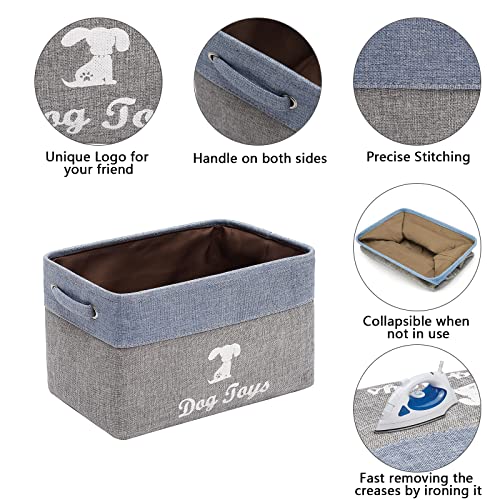 Morezi Caja de Juguetes para Mascotas, Material de Lona, ​​con asa, fácil de Transportar. Adecuado para almacenar Juguetes para Mascotas, Suministros y Accesorios para Mascotas-Perro-Azul Gris