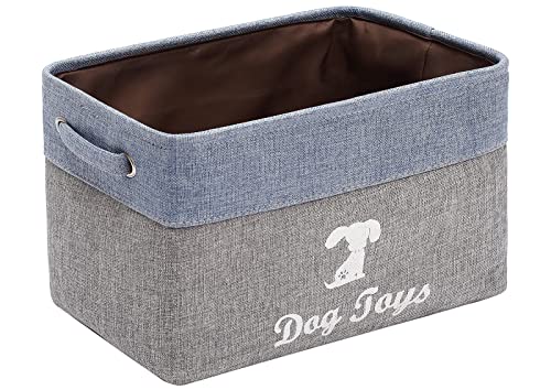 Morezi Caja de Juguetes para Mascotas, Material de Lona, ​​con asa, fácil de Transportar. Adecuado para almacenar Juguetes para Mascotas, Suministros y Accesorios para Mascotas-Perro-Azul Gris