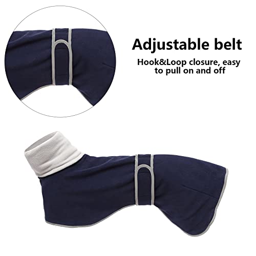 MOREZI Chaqueta para Perro de Cuello Alto, Material de vellón de poliéster Suave, Adecuado para Galgos, sabuesos y Galgos y Otros Perros medianos y Grandes-Azul navy-3XL