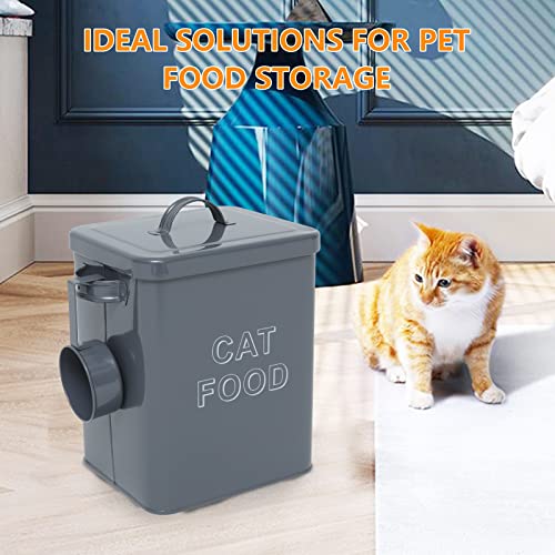 Morezi Contenedor de Comida para Mascotas, Caja de Comida para Gatos, con Tapa y Cuchara, Adecuado para almacenar Alimentos Secos y bocadillos para Mascotas-Gato-Gris