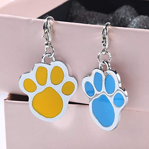 Morza Huella Llavero del Perro de Animal doméstico del Gato del Acero Inoxidable de la Pata del Animal de la impresión de Tarjetas de identificación Identidad Etiquetas Cuello Colgante Collar