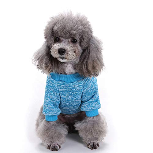 Mothcattl Ropa para perro, invierno, perro, gato, cálido, lana, suéter, chaqueta de punto, chaqueta para mascota, invierno, luna, azul, XS