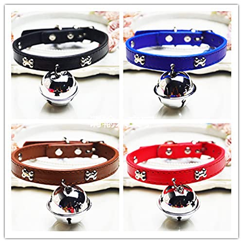 MRBJC Collar de color sólido con campanas accesorios para gatos, collar de piel sintética, evita accidentes para tu perro o cachorro, mejora la seguridad, tamaños ajustables negro M (1,5 x 37 cm)