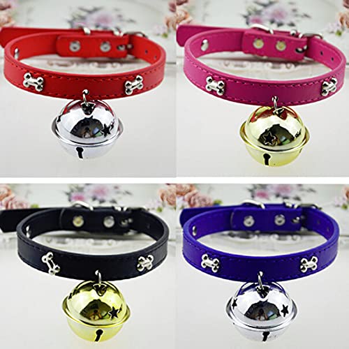 MRBJC Collar de color sólido con campanas accesorios para gatos, collar de piel sintética, evita accidentes para tu perro o cachorro, mejora la seguridad, tamaños ajustables negro M (1,5 x 37 cm)