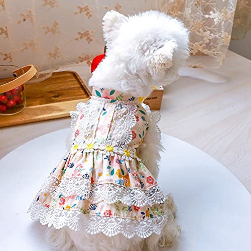 Mrinb Vestidos de baches de Cordones de Perro de Verano-Vestidos de Princesa Florales para Mascotas, Vestidos para Perros pequeños y medianos, Vestimenta de Perros Vestido de Novia de Fiesta Diario