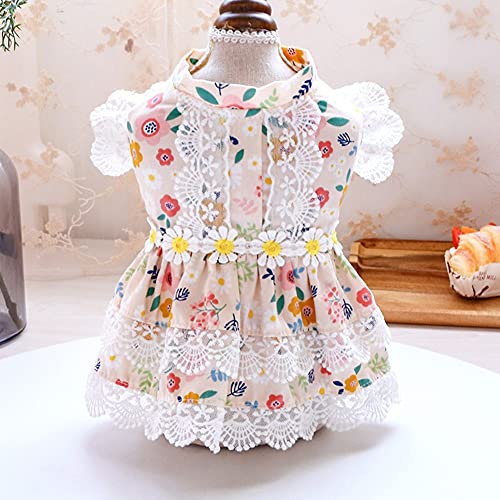 Mrinb Vestidos de baches de Cordones de Perro de Verano-Vestidos de Princesa Florales para Mascotas, Vestidos para Perros pequeños y medianos, Vestimenta de Perros Vestido de Novia de Fiesta Diario