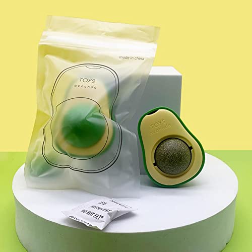MSL Aguacate gatera bola de pared para gatos, bola de menta giratoria, bolas comestibles para lamer, aperitivo saludable y giratorio, juguete de bola de menta de aguacate para gato gatito