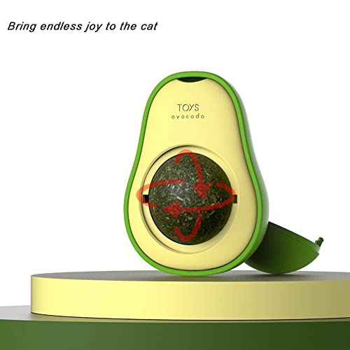 MSL Aguacate gatera bola de pared para gatos, bola de menta giratoria, bolas comestibles para lamer, aperitivo saludable y giratorio, juguete de bola de menta de aguacate para gato gatito