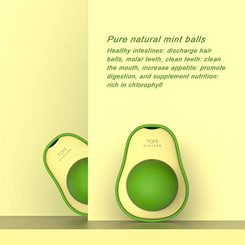 MSL Aguacate gatera bola de pared para gatos, bola de menta giratoria, bolas comestibles para lamer, aperitivo saludable y giratorio, juguete de bola de menta de aguacate para gato gatito