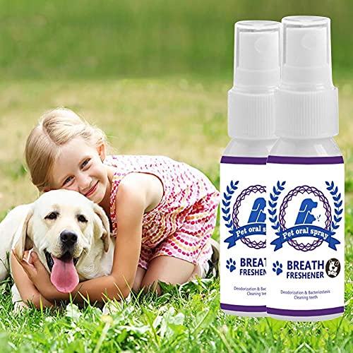 MUGBGGYUE Ambientador para mascotas, 30 ml, limpiador oral portátil, spray para cuidado de la salud, desodorante para la boca del perro, cuidado del gato, removedor de manchas y olores