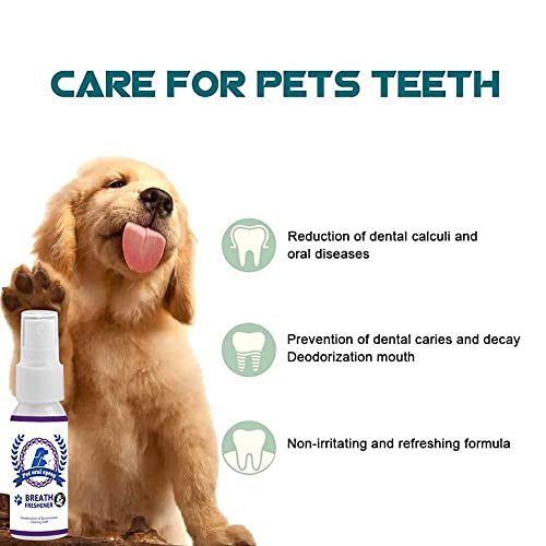 MUGBGGYUE Ambientador para mascotas, 30 ml, limpiador oral portátil, spray para cuidado de la salud, desodorante para la boca del perro, cuidado del gato, removedor de manchas y olores