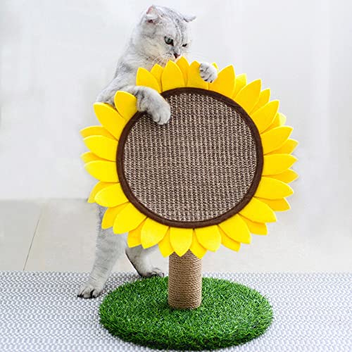 MUJIE Árbol de Gato de Girasol, Cuerda de la Cuerda de sisal Natural Cat Rasging Post, Marco de Escalada de Gato Anti-Scratch, Tablero de rasguños for Actividades de Kittens, Suministros for Mascotas
