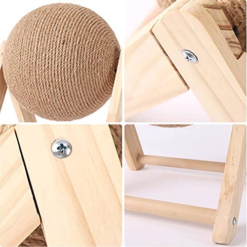MUJIE Bola de rascadura de gato de madera maciza en forma de V, bola de cuerda de sisal juguete de juego interactivo, marco de escalada de arrebato de gato, for mascotas for jugar, descansar, afilar g