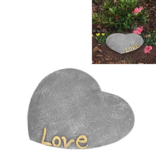 Mumusuki Piedra Sepulcral Conmemorativa del Perro, Piedras Conmemorativas en Forma de Corazón de Resina para Césped para Patio Trasero para Jardín(Gris sésamo)