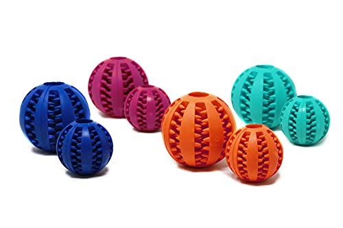 My Joone | Juguete para perros de rocío en color cebra y pelota de goma maciza / pelota dental para perros pequeños y grandes, pelota con cuerda, pelota de lanzamiento, juguete antidesgarros.