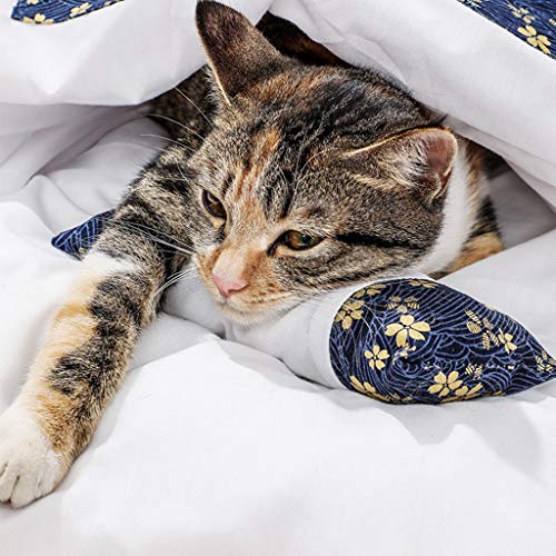 MYBOON Cama para Gatos Saco de Dormir para Gatos Sofás Estera Casa cálida de Invierno Cojín para Nido de Perrera para Cachorros, Casa para Gatos, Lenguaje de Flores Rojas