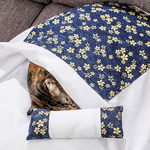 MYBOON Cama para Gatos Saco de Dormir para Gatos Sofás Estera Casa cálida de Invierno Cojín para Nido de Perrera para Cachorros, Casa para Gatos, Lenguaje de Flores Rojas