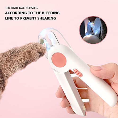 MYJA Cortaúñas para Perros con luz LED, cortaúñas para Gatos para Evitar el Corte excesivo, Kit de Herramientas de Aseo Profesional para uñas de Gatos para el Cuidado de Las Garras de Las Mascotas