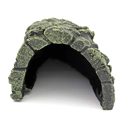 M.Z.A Cueva de resina para decoración de acuario, cueva de reptil, hábitat flotante de resina para acuario, decoración de piedras para pequeños lagartos, tortugas, anfibios, peces