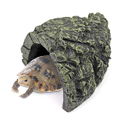 M.Z.A Cueva de resina para decoración de acuario, cueva de reptil, hábitat flotante de resina para acuario, decoración de piedras para pequeños lagartos, tortugas, anfibios, peces