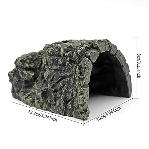 M.Z.A Cueva de resina para decoración de acuario, cueva de reptil, hábitat flotante de resina para acuario, decoración de piedras para pequeños lagartos, tortugas, anfibios, peces