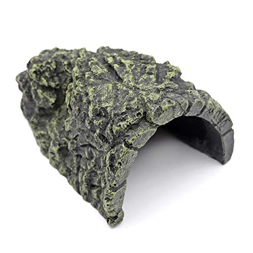 M.Z.A Cueva de resina para decoración de acuario, cueva de reptil, hábitat flotante de resina para acuario, decoración de piedras para pequeños lagartos, tortugas, anfibios, peces