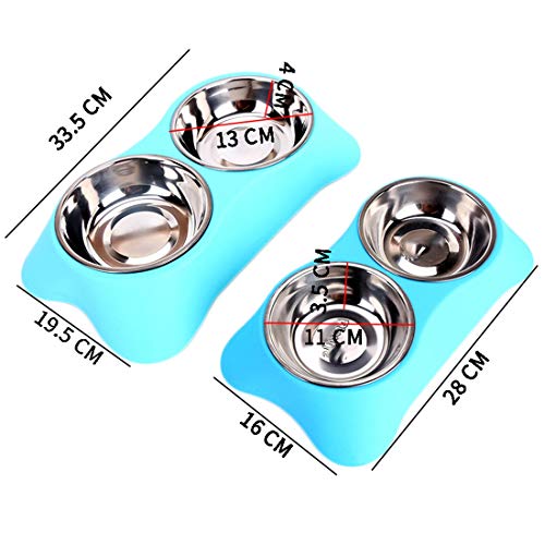 N / A Alimentos para Mascotas Perro Alimentador De Granja Acero Inoxidable Tazón Antideslizante Doble Alimentación Comederos para Perros Pequeños Gato Mediana Gatos Comederos