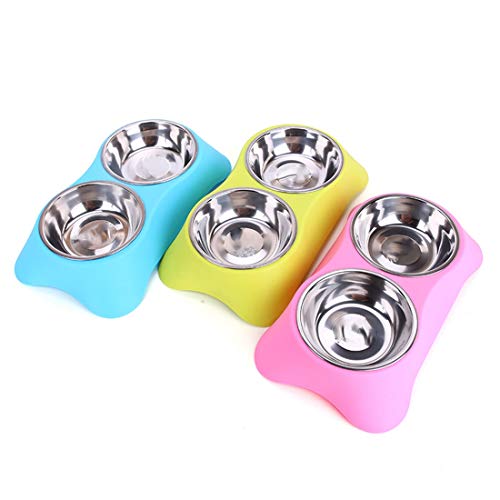 N / A Alimentos para Mascotas Perro Alimentador De Granja Acero Inoxidable Tazón Antideslizante Doble Alimentación Comederos para Perros Pequeños Gato Mediana Gatos Comederos