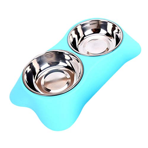 N / A Alimentos para Mascotas Perro Alimentador De Granja Acero Inoxidable Tazón Antideslizante Doble Alimentación Comederos para Perros Pequeños Gato Mediana Gatos Comederos