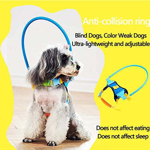 N \ A Anillo Anticolisión para Mascotas, Chaleco Ajustable con Arnés para Perros Ciegos, Círculo Protector De Cataratas para Animales, Guía Segura para Perros con Mala Visión, Protección con Halo