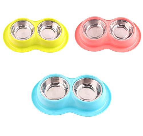 N / A Puppy Dog Food Bowl, Comederos para Perros Anti-Deslizante De Doble Cuencos De Agua Cat para Cachorros Y Perros Alimentador