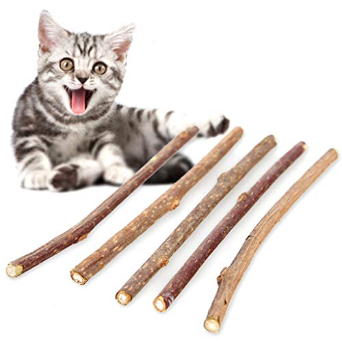 N-brand Pulabo 5 piezas de hierba gatera, juguete natural Matatabi Stick Mascota Gato Dental Treat Juguetes para masticar, estiloso y popular