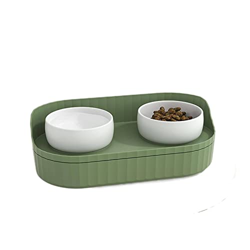 NA Pet Supplies & Pet. Creative Cat Food Products Base engrosada de doble capa gran capacidad para gatos cuenca de cerámica para gatos a prueba de salpicaduras doble tazón