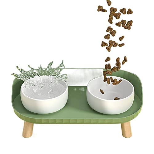 NA Pet Supplies & Pet. Creative Cat Food Products Base engrosada de doble capa gran capacidad para gatos cuenca de cerámica para gatos a prueba de salpicaduras doble tazón