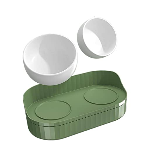 NA Pet Supplies & Pet. Creative Cat Food Products Base engrosada de doble capa gran capacidad para gatos cuenca de cerámica para gatos a prueba de salpicaduras doble tazón