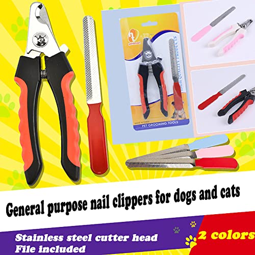 NA Tianyis 2 Piezas Cortauñas para Perro y Gato, Cortauñas Perro y Gatos, Acero Inoxidable Alicates Uñas para Mascotas Incluye Lima de uñas,Aplicar para Cuidado de Las Uñas para Perro, Gatos