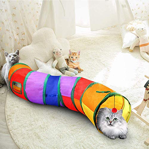 NA Túneles De Gato para Gatos De Interior con Play Ball, Túnel S Plegable para Cachorro De Gato De Interior, Gatito, Conejo