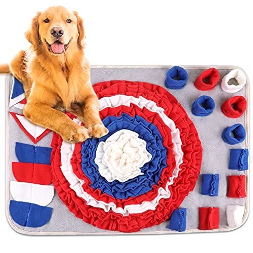 Nabance Snuffle Mat para Perros, Alfombra Olfativa Perros Snuffle Mat, Alfombra Interactiva Perros, Juguetes para Perros Muy Activos o con Ansiedad - con Agujeros para Colgar (Anillo Rojo)