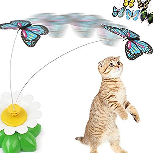 NaiCasy Mariposa eléctrica de Rod Creativa girando la Mariposa Teaser Funny Cat Pet Juguetes del Gatito, Fuentes del Gato