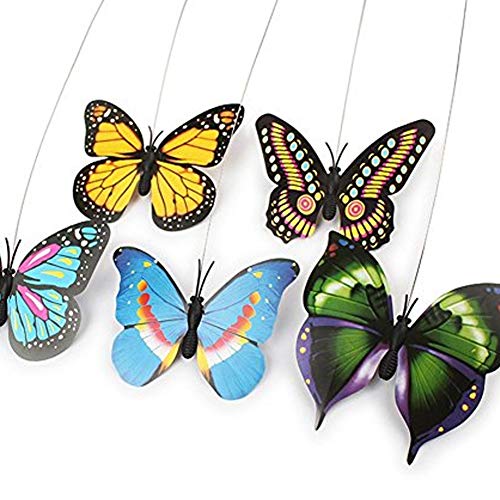 NaiCasy Mariposa eléctrica de Rod Creativa girando la Mariposa Teaser Funny Cat Pet Juguetes del Gatito, Fuentes del Gato