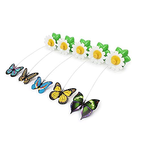 NaiCasy Mariposa eléctrica de Rod Creativa girando la Mariposa Teaser Funny Cat Pet Juguetes del Gatito, Fuentes del Gato