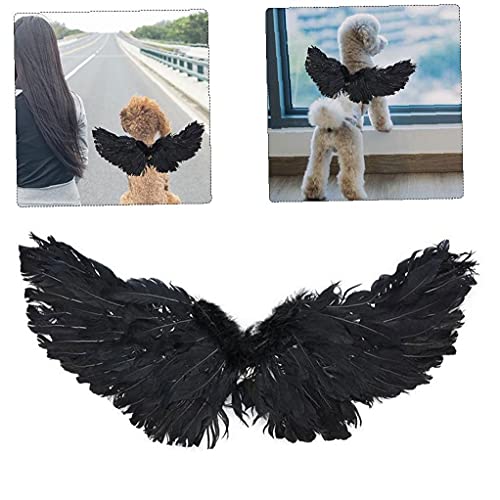 NaiCasy Mascota Halloween Disfraces alas Cachorro Cosplay Diablo ángel Plumas alas Foto Accesorios Negros