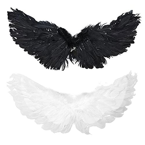 NaiCasy Mascota Halloween Disfraces alas Cachorro Cosplay Diablo ángel Plumas alas Foto Accesorios Negros